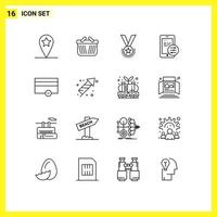 16 Outline concept for Websites Mobile and Apps money security honor mobile ribbon Editable Vector Design Elements