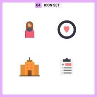 Editable Vector Line Pack of 4 Simple Flat Icons of women office lady circle medical Editable Vector Design Elements