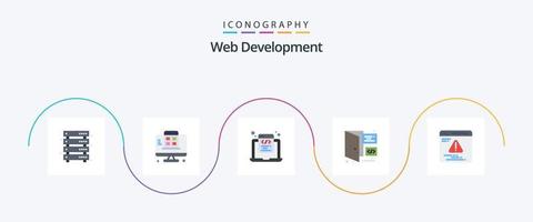 Web Development Flat 5 Icon Pack Including page. coding. app. browser. programming vector