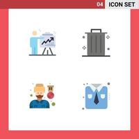 Editable Vector Line Pack of 4 Simple Flat Icons of arrow pilot efforts dustbin man Editable Vector Design Elements