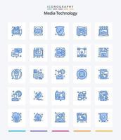 Creative Media Technology 25 Blue icon pack  Such As user. television. show. entertainment. protect vector