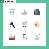 Pack of 9 creative Flat Colors of ecommerce torch buildings light urban Editable Vector Design Elements