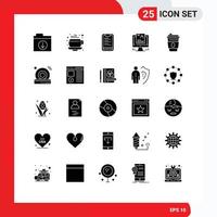 Set of 25 Modern UI Icons Symbols Signs for drink beverage board cv user Editable Vector Design Elements