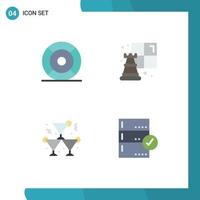 Modern Set of 4 Flat Icons and symbols such as basic drink ui game wine Editable Vector Design Elements