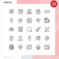 Universal Icon Symbols Group of 25 Modern Lines of card box cross product management Editable Vector Design Elements