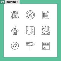 Modern Set of 9 Outlines Pictograph of navigation people network man education Editable Vector Design Elements