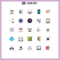 25 User Interface Flat Color Pack of modern Signs and Symbols of base data connection control sound Editable Vector Design Elements