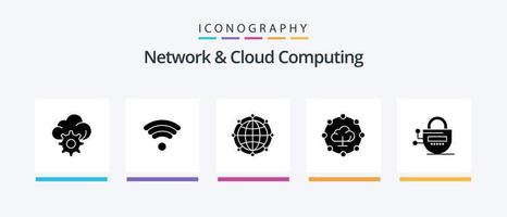 Network And Cloud Computing Glyph 5 Icon Pack Including passward. locked. internet. lock. network. Creative Icons Design vector