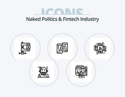 desnudo política y fintech industria línea icono paquete 5 5 icono diseño. proteccion. personal datos proteccion. algoritmo. seguridad. Internet vector