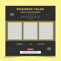 Public relation business talks webinar free live class square social media web post banner template vector