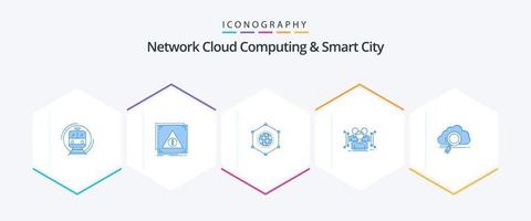 Network Cloud Computing And Smart City 25 Blue icon pack including data. anthropometry. server. business. data vector