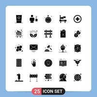 Pack of 25 Modern Solid Glyphs Signs and Symbols for Web Print Media such as transportation flag plant wedding holiday Editable Vector Design Elements