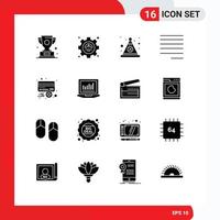 Set of 16 Modern UI Icons Symbols Signs for card text productivity left irish Editable Vector Design Elements