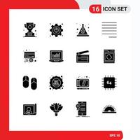 Set of 16 Modern UI Icons Symbols Signs for card text productivity left irish Editable Vector Design Elements