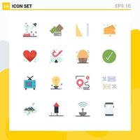 Pictogram Set of 16 Simple Flat Colors of love fat dollar cheese sorting Editable Pack of Creative Vector Design Elements