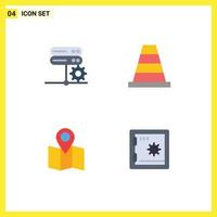 Set of 4 Vector Flat Icons on Grid for database pointer setting tool deposit Editable Vector Design Elements