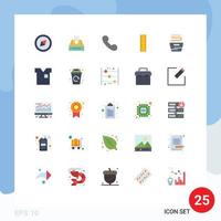 Mobile Interface Flat Color Set of 25 Pictograms of clothes housekeeping incoming clothes designer Editable Vector Design Elements