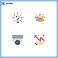 Pictogram Set of 4 Simple Flat Icons of bulb camera solution chat media Editable Vector Design Elements