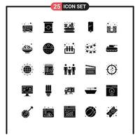 Set of 25 Modern UI Icons Symbols Signs for music computer food battery mobile Editable Vector Design Elements