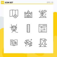 9 Universal Outline Signs Symbols of communication design grain scale science Editable Vector Design Elements