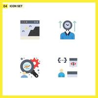 Pack of 4 creative Flat Icons of browser hours photo management finance analysis Editable Vector Design Elements