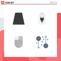 Set of 4 Vector Flat Icons on Grid for road mouse battery cursor female Editable Vector Design Elements