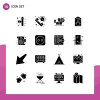 Pack of 16 creative Solid Glyphs of paper network success connect growth Editable Vector Design Elements