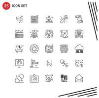 Mobile Interface Line Set of 25 Pictograms of give system product plumbing mechanical Editable Vector Design Elements