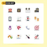 User Interface Pack of 16 Basic Flat Colors of hospital app houses construction architecture Editable Pack of Creative Vector Design Elements