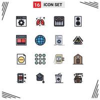 Universal Icon Symbols Group of 16 Modern Flat Color Filled Lines of layout technology movie speaker electronics Editable Creative Vector Design Elements