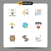 Universal Icon Symbols Group of 9 Modern Flat Colors of globe intruder healthcare fire alert Editable Vector Design Elements