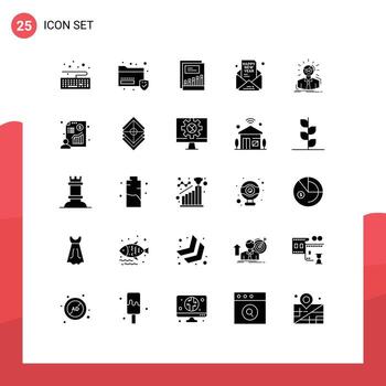 usuario interfaz paquete de 25 básico sólido glifos de gerente nuevo año gráfico correo invitación editable vector diseño elementos