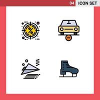 4 Thematic Vector Filledline Flat Colors and Editable Symbols of discount vehicles percentage delete paper plane Editable Vector Design Elements