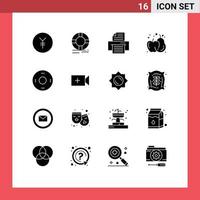 Modern Set of 16 Solid Glyphs Pictograph of symbols sign device cosmos food Editable Vector Design Elements