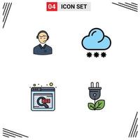 Set of 4 Modern UI Icons Symbols Signs for support snow customer service find Editable Vector Design Elements