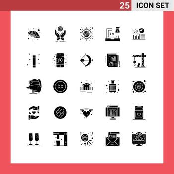 conjunto de 25 vector sólido glifos en cuadrícula para programador desarrollo ingresos desarrollar celebrar editable vector diseño elementos