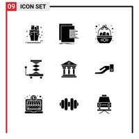 Group of 9 Solid Glyphs Signs and Symbols for scissor construction valuation car easter Editable Vector Design Elements