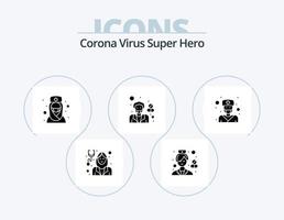 corona virus súper héroe glifo icono paquete 5 5 icono diseño. farmacia. hospital. doctor. salud. avatar vector