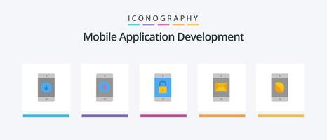 Mobile Application Development Flat 5 Icon Pack Including mail. mobile. dollar. application. mobile. Creative Icons Design vector