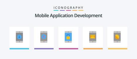 Mobile Application Development Flat 5 Icon Pack Including mail. mobile. dollar. application. mobile. Creative Icons Design vector