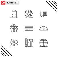 Pack of 9 creative Outlines of in green progress coin call Editable Vector Design Elements