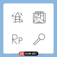 4 Creative Icons Modern Signs and Symbols of arrow indonesian direction building map Editable Vector Design Elements