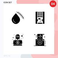 Group of 4 Modern Solid Glyphs Set for bleeding ssd injury drive hacker Editable Vector Design Elements