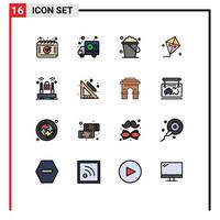 Universal Icon Symbols Group of 16 Modern Flat Color Filled Lines of lock crime cleaning spring easter Editable Creative Vector Design Elements