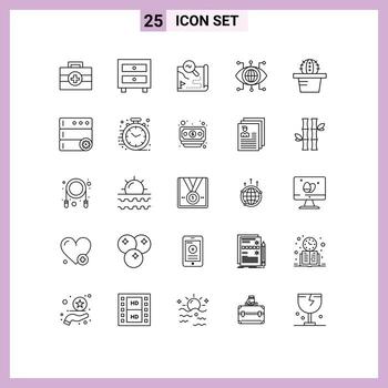 25 Line concept for Websites Mobile and Apps pot vision route technology data Editable Vector Design Elements