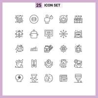 Universal Icon Symbols Group of 25 Modern Lines of shutdown power macaroon on off performance Editable Vector Design Elements