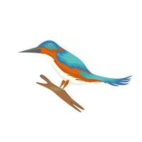 pájaro colorido que se sienta en un diseño de logotipo de rama de árbol. diseño vectorial de pajarito con hermosas plumas de colores vector