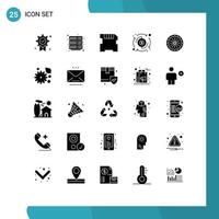 Pictogram Set of 25 Simple Solid Glyphs of day flag memory indian processing Editable Vector Design Elements