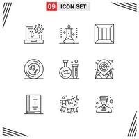 Modern Set of 9 Outlines Pictograph of note music science experiment money delivery Editable Vector Design Elements