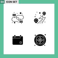 Set of 4 Commercial Solid Glyphs pack for chain film network route date Editable Vector Design Elements